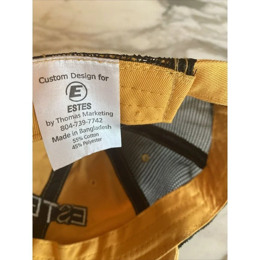 Estes Trucker Hat Yellow‎ Black Mesh Team Safety 2015 Embroidered Strapback Cap